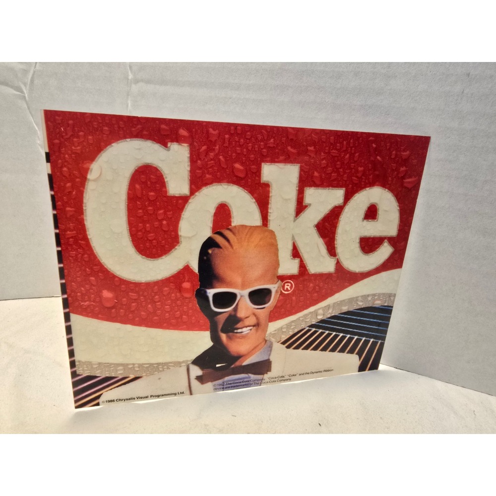 Vintage 1986 Max Headroom Coca-Cola Coke Advertising Sign 80s Pop Culture Decor